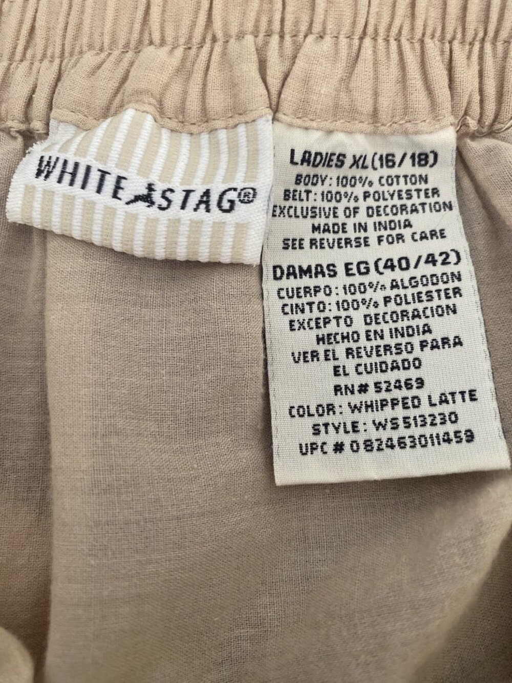 Vintage White Stag Ladies Beige Tiered Cotton Skirt With Elastic Waist Size XL - Picture 4 of 4